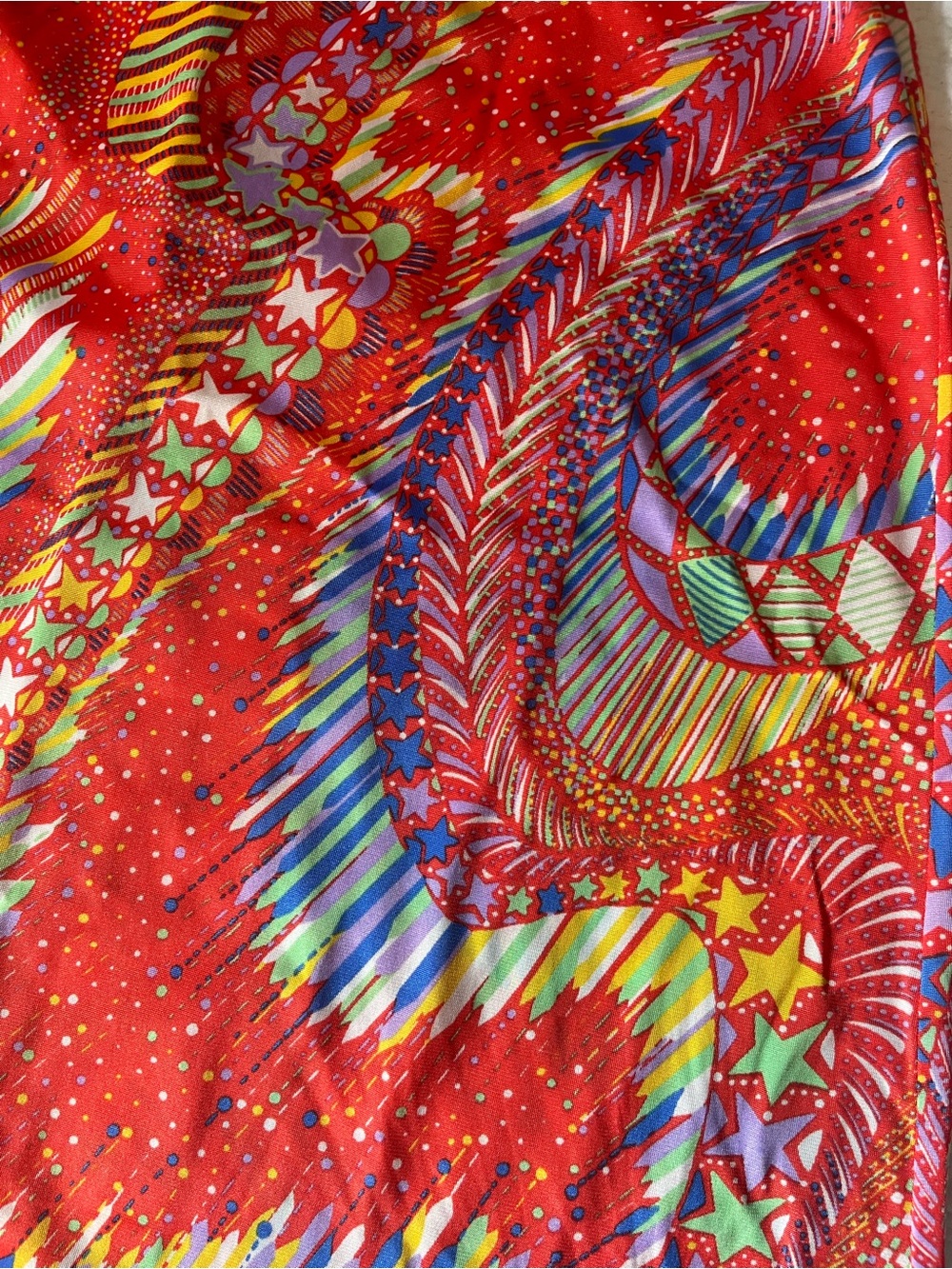 Vintage Red Halter Maxi loungewear with Multicolor Abstract Print size small - Picture 4 of 8